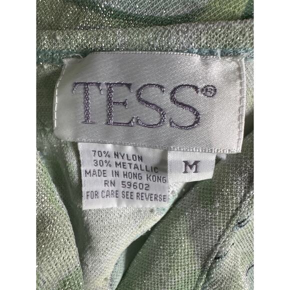 Y2K Tess Metallic Shimmery Top Blouse Womens Medium Fairy Fairycore Sage Green - Picture 5 of 6